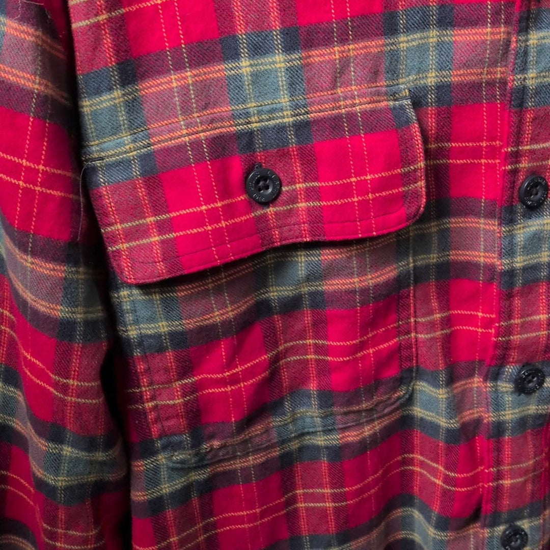LL Bean Fleece Lined Flannel Shirt In Holiday Nautical Red -  XL