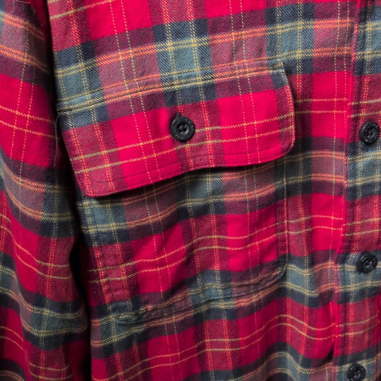 LL Bean Fleece Lined Flannel Shirt In Holiday Nautical Red -  XL
