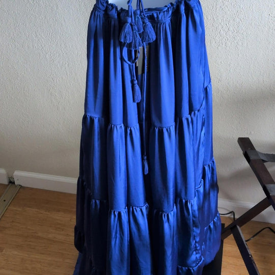 Erika Pena Lily Halter Maxi Dress In Blue -Small