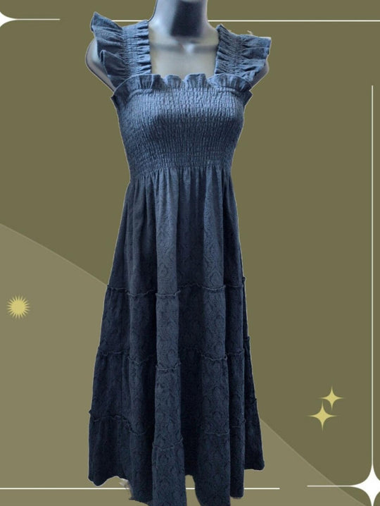 Hill house Home Ellie Nap Dress In Navy Brocade - Extra Small