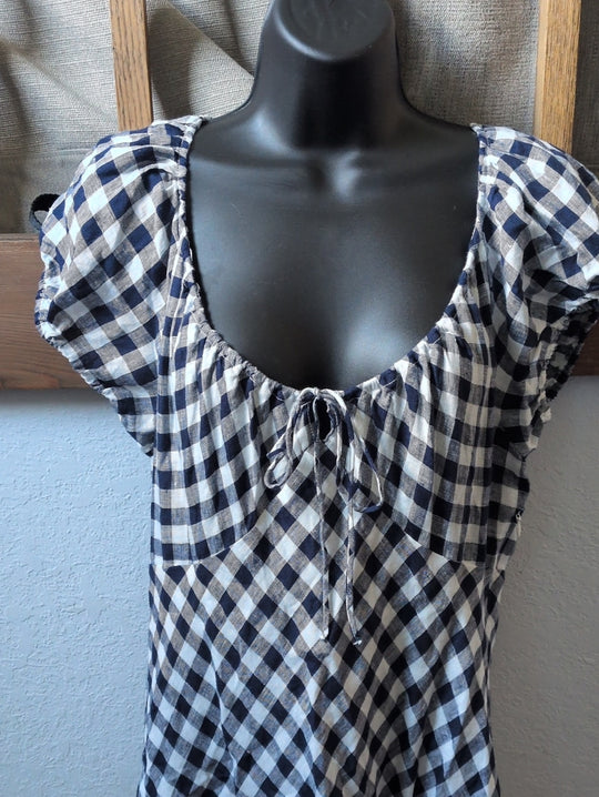 Gap × DÔEN 100% Linen Gingham Midi Dress size large