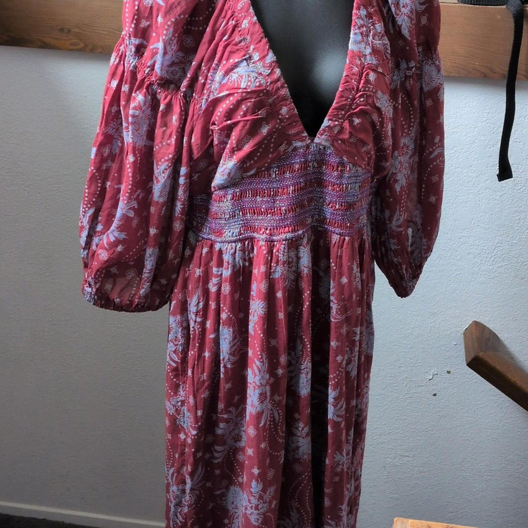 Free People Golden Hour Maxi Dress In Wine Combo - Medium