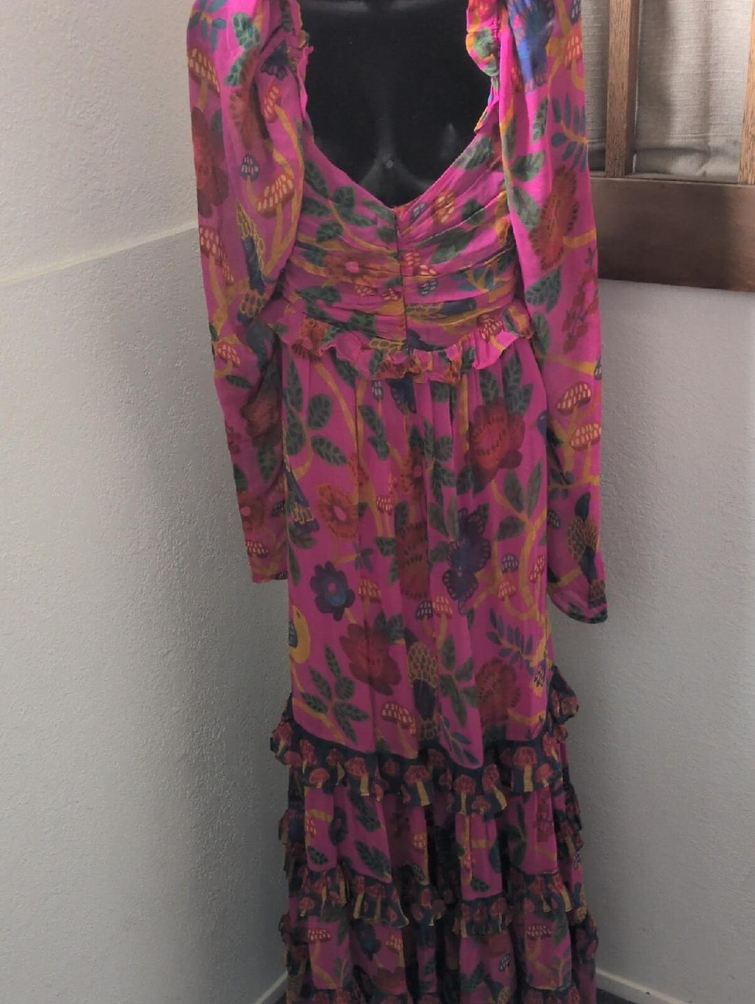 FARM Rio Sweet Forest pink floral print long-sleeve maxi dress - Small
