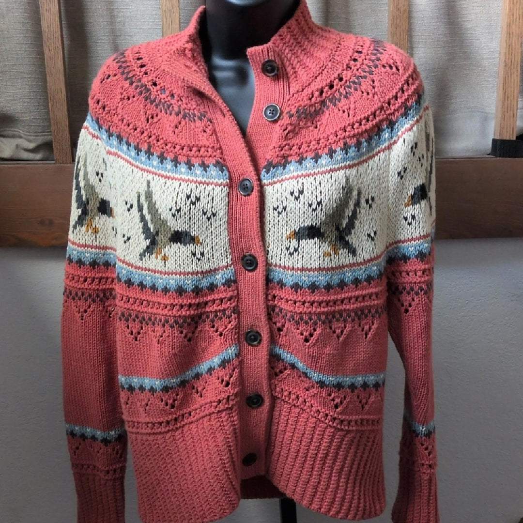 LL Bean Signature Fair Isle Fisherman Sweater In Ducks - Small Petite
