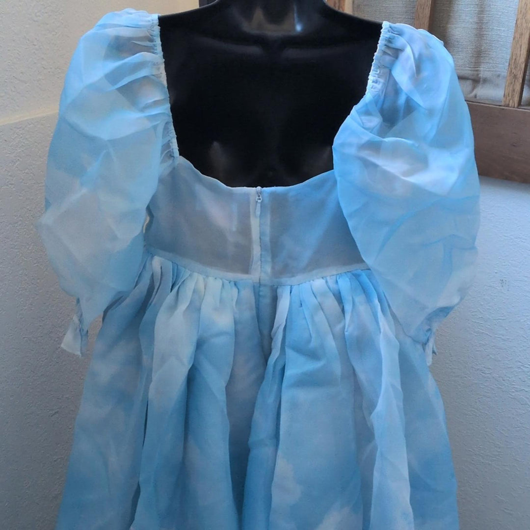 Selkie French Puff Dress In Blue Cloud - Medium
