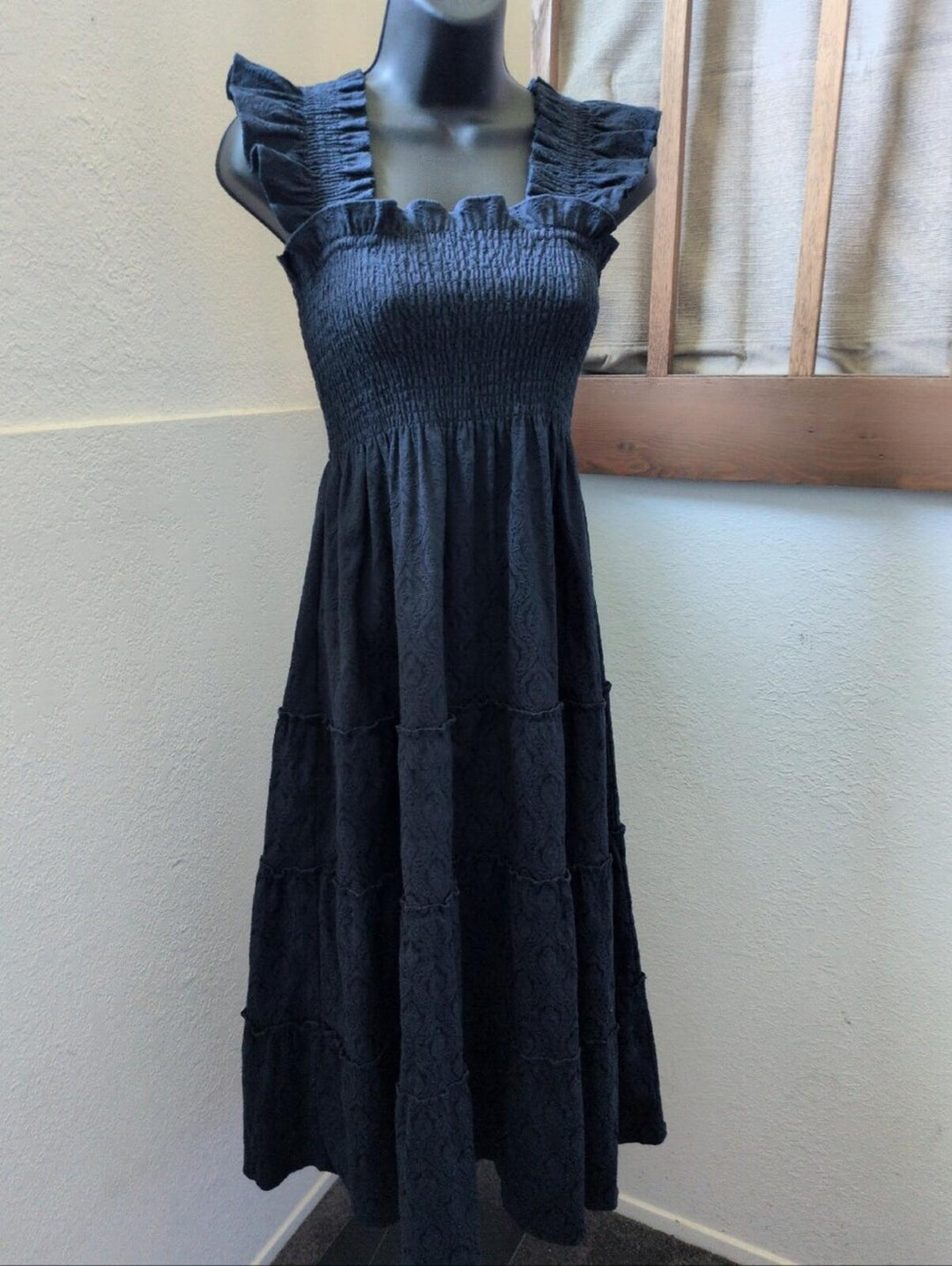 Hill house Home Ellie Nap Dress In Navy Brocade - Extra Small
