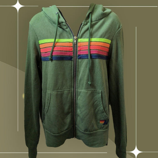 Aviator Nation Green Zip Up Hoodie - XS