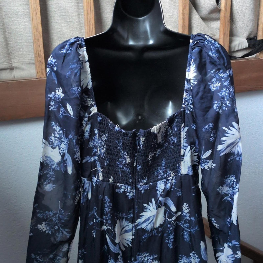 Abercrombie And Fitch Long Sleeve Emerson Chiffon Dress - Large