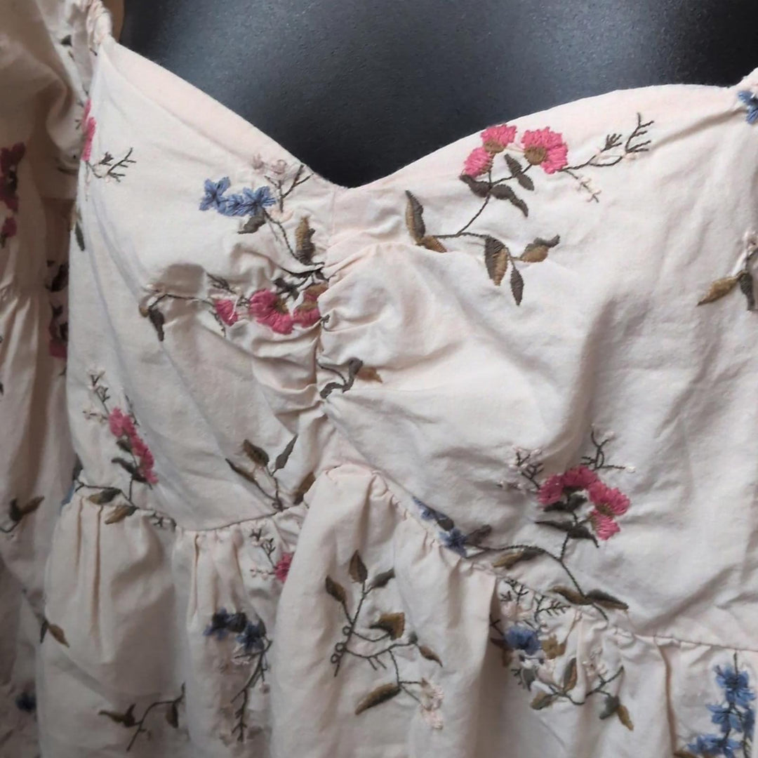 by Anthropologie Long Sleeve Embroidered Mini Dress - Small