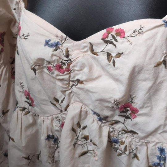 by Anthropologie Long Sleeve Embroidered Mini Dress - Small