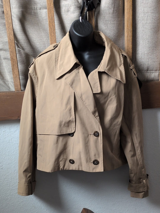 Abercrombie & Fitch tan cropped trench coat  - Large
