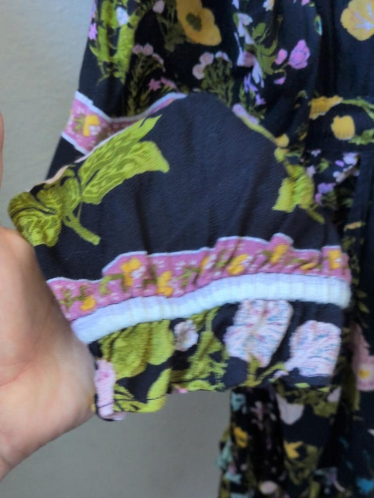 Citrus Navy Floral Tie Waist Dress - XL