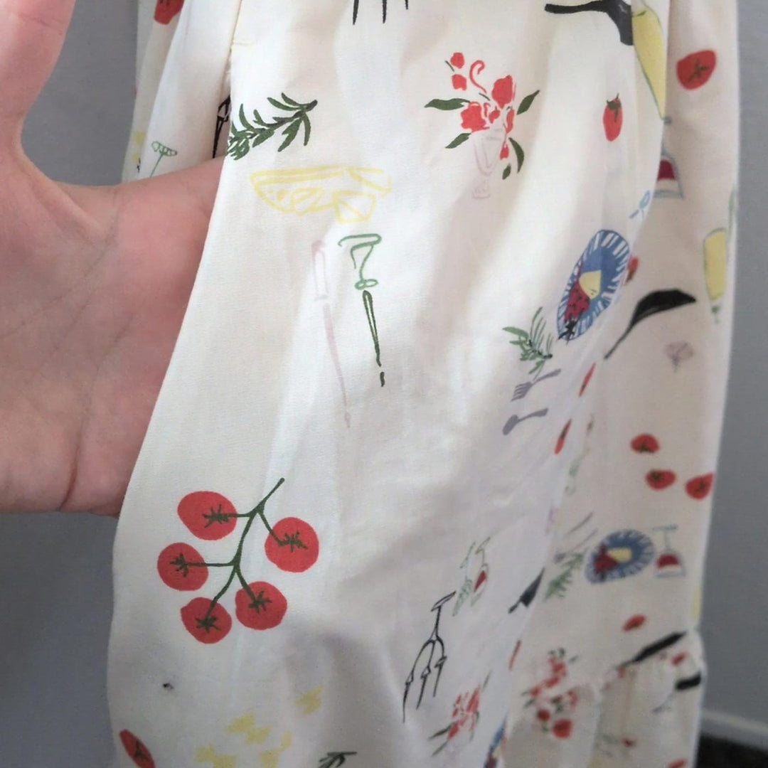 Abercrombie Emerson Puff Sleeve Midi Dress In Tuscan Food Print - XSP