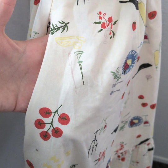 Abercrombie Emerson Puff Sleeve Midi Dress In Tuscan Food Print - XSP