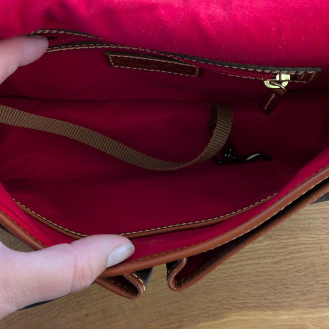Dooney And Bourke Pebble Leather Ellie Crossbody Brown/Saddle