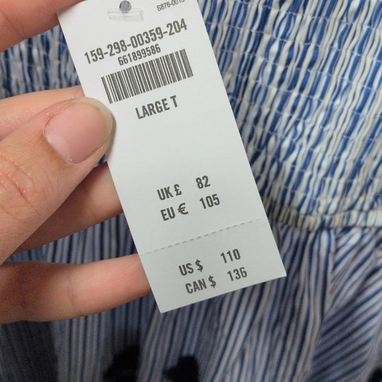 Abercrombie Sweetheart Babydoll Maxi Dress Blue Stripe Floral Large Tall