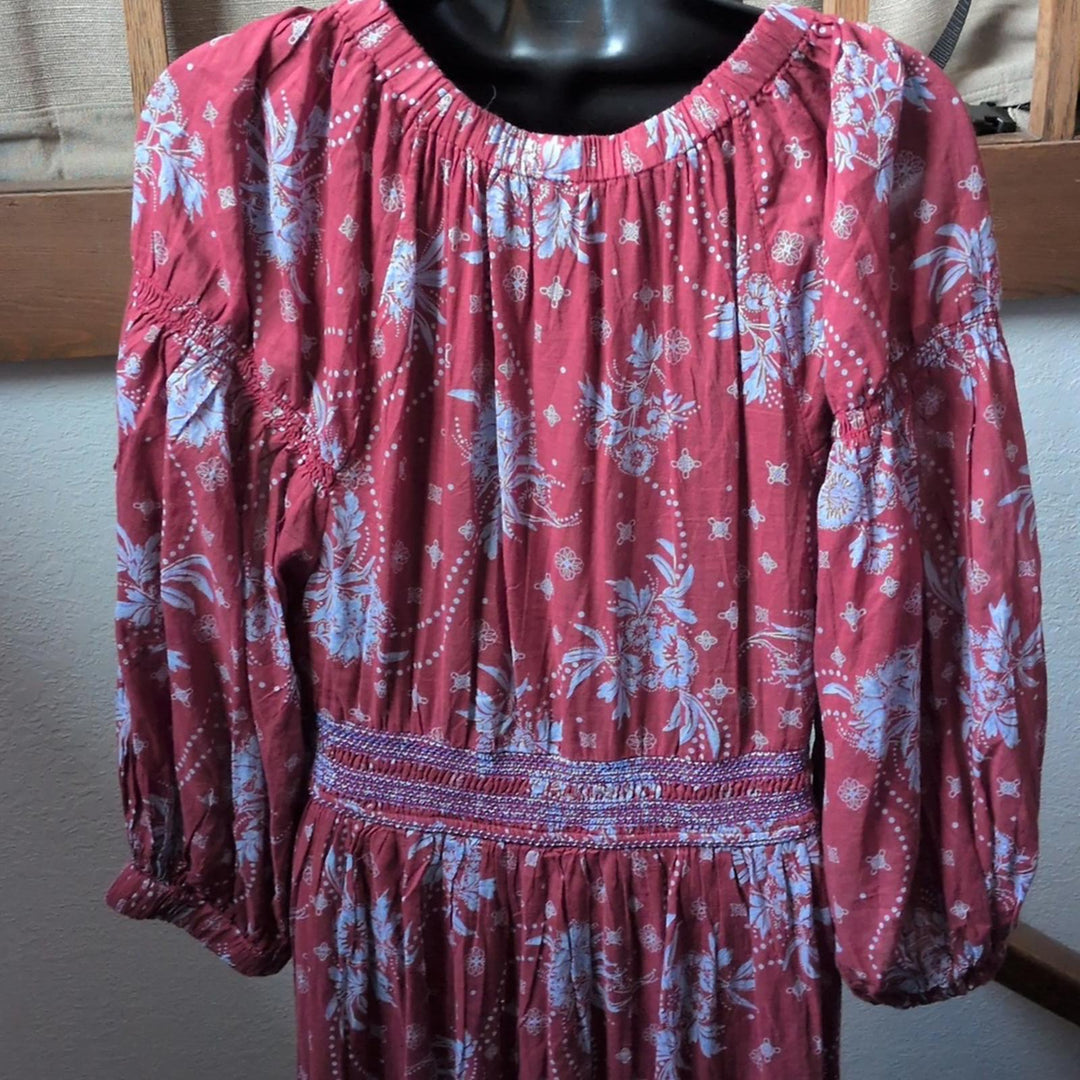 Free People Golden Hour Wine Combo Maxi Dress - Medium