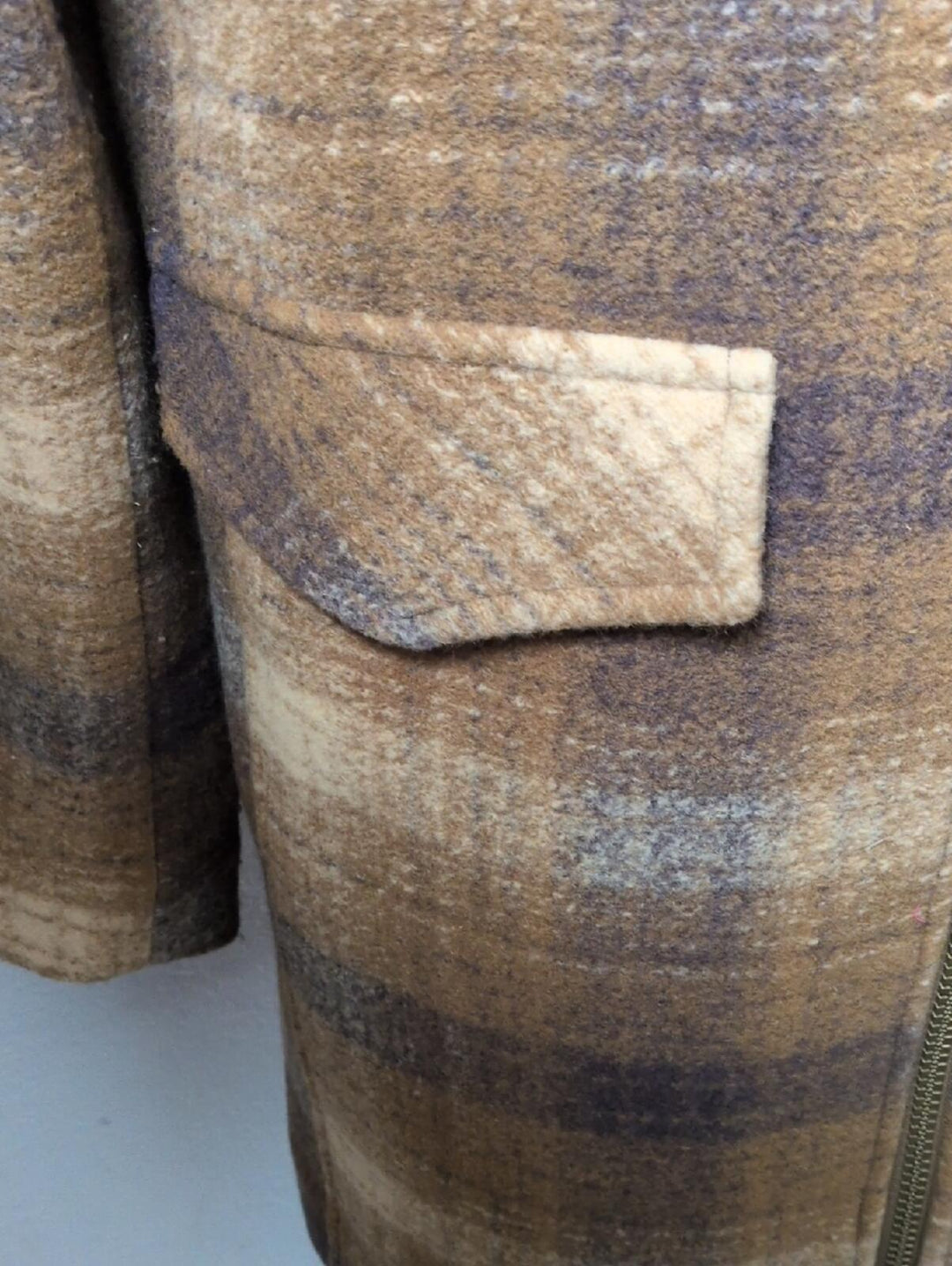 Pendleton Plaid Wool Tan Zip Up Coat - S
