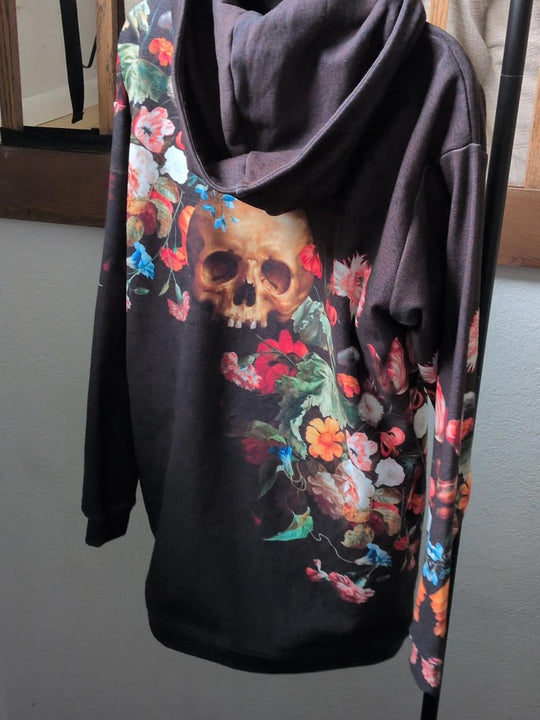Aloha from Deer Black Danse Macabre Oversized Longline Hoodie  - Small
