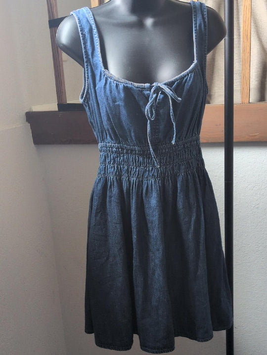 Gap Denim Tie-Front Smocked Waist Mini Dress - S
