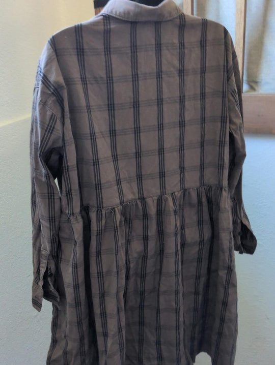 Everlane The Field Dress Oversized Plaid Black And Brown - XS