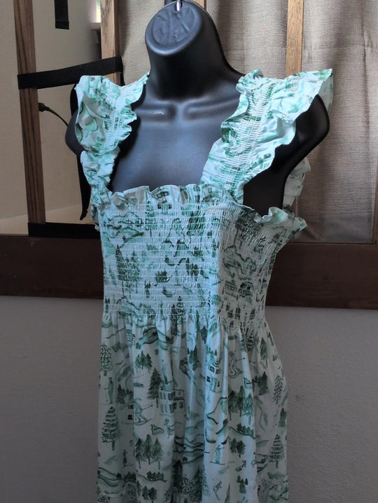 Hill House Home Ski Chalet Winter Toile Ellie Nap Dress  - M
