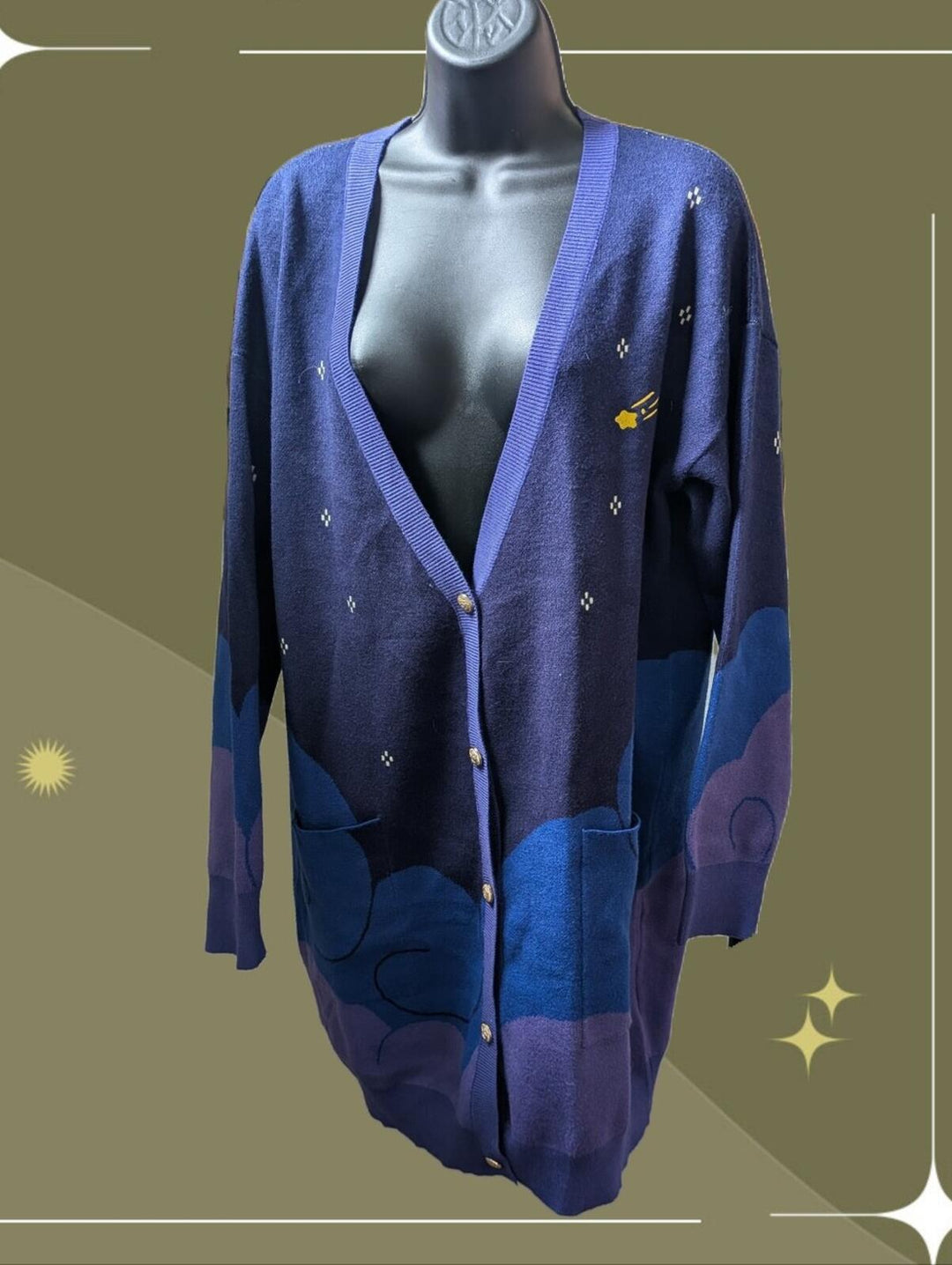 Seka By Sekiart Oversized Longline Star Cardigan - S