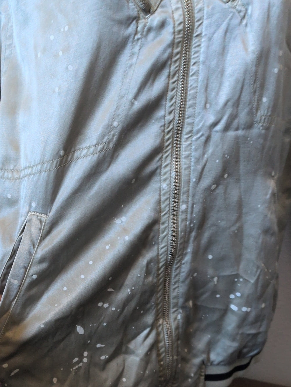 FREECITY Light Green Paint Splatter Bomber Jacket - Small