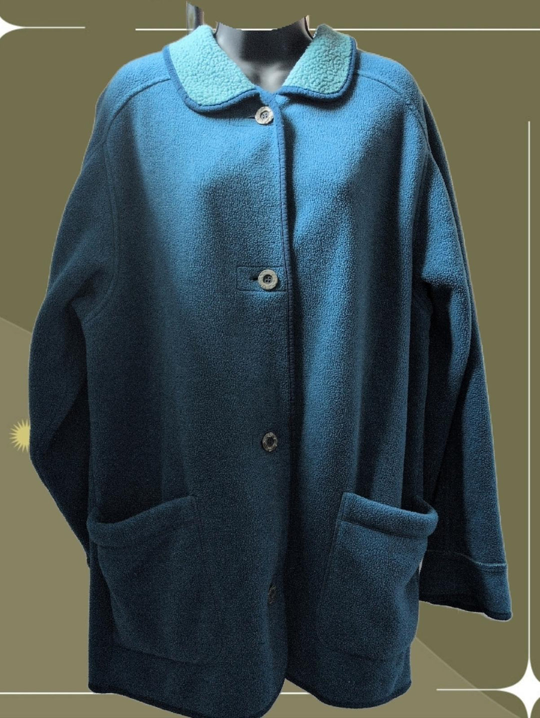 Vintage L.L. Bean teal fleece cardigan jacket - XL