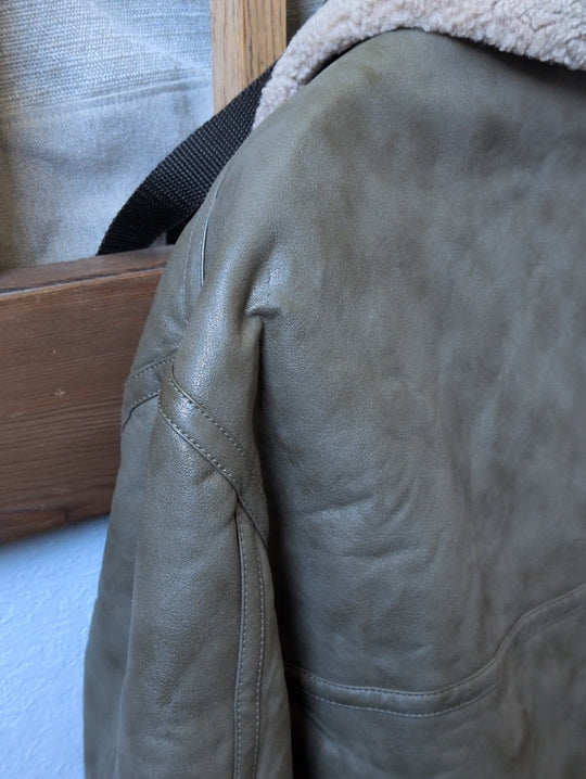 'Madden'  olive Vegan Shearling Aviator Jacket from House of CB - Large