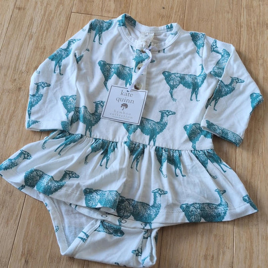 Kate Quinn Bamboo Collection Alpaca Long Sleeve Onesie Dress - 6-12 Mo