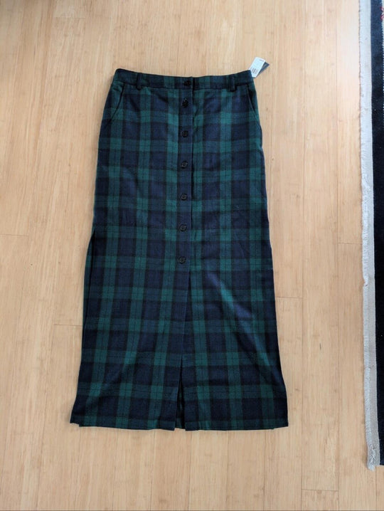 Pendleton Blackwatch Navy And Green Plaid Wool Skirt Size 6