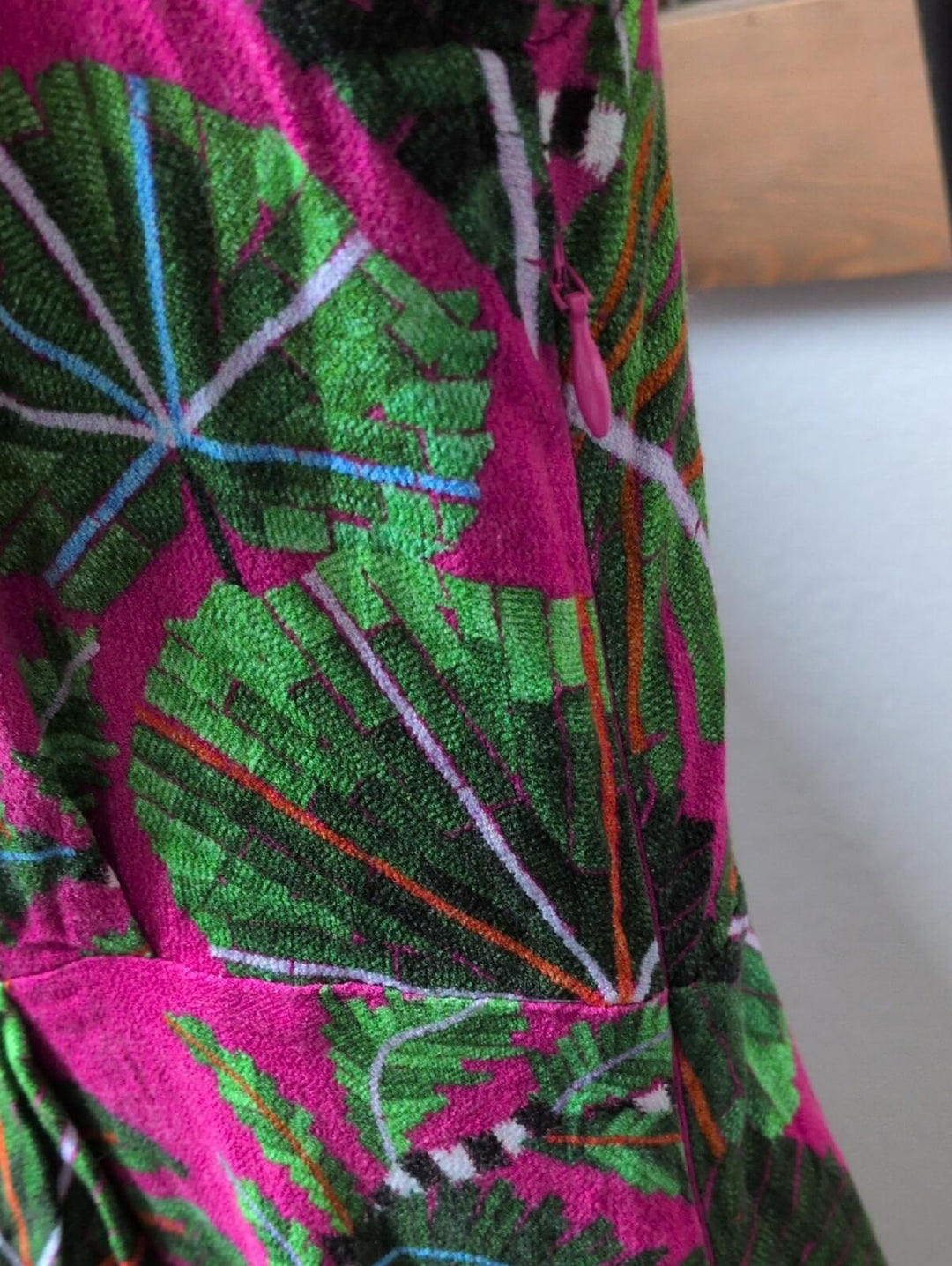 Farm Rio Pink Leaves Print Faux Wrap Maxi Dress - Small