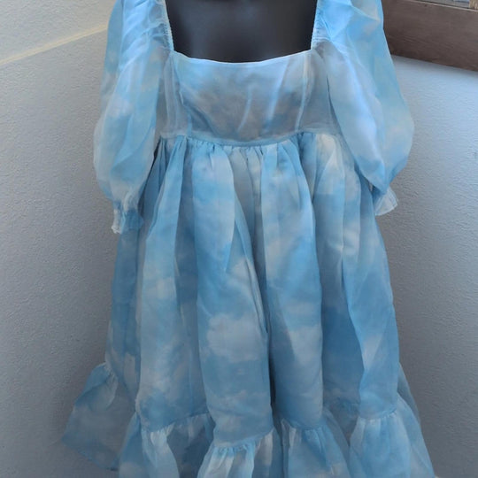 Selkie French Puff Dress In Blue Cloud - Medium