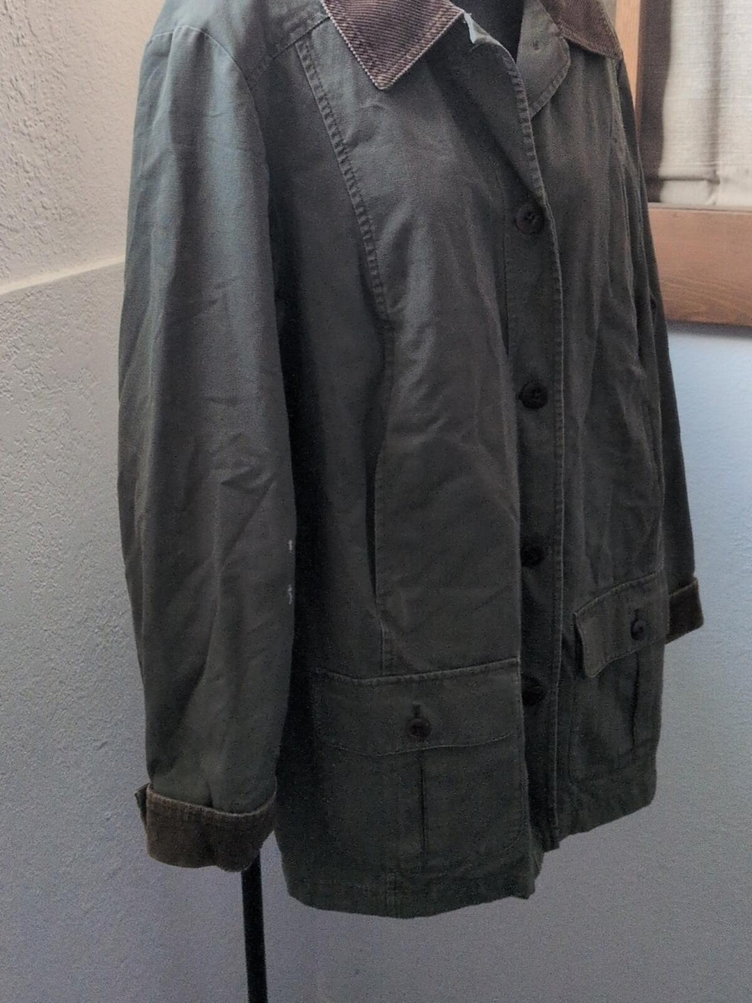 LL Bean Tiktok Viral Olive Green And Brown Corduroy Chore Barn Coat - Medium