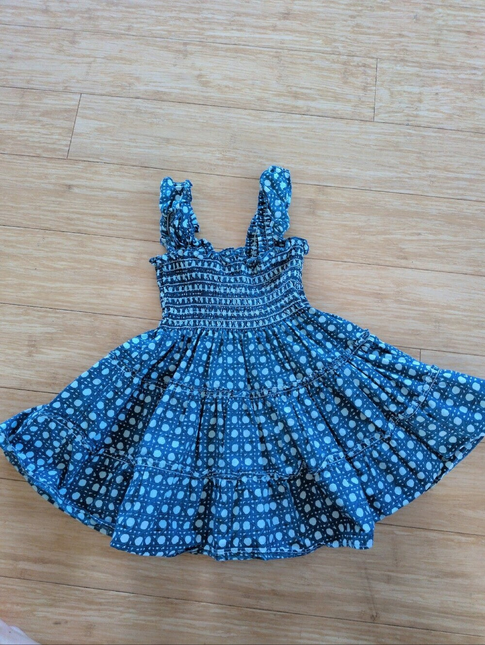 Hill House Tiny Ellie Nap Dress In Blue Trellis - 18-24