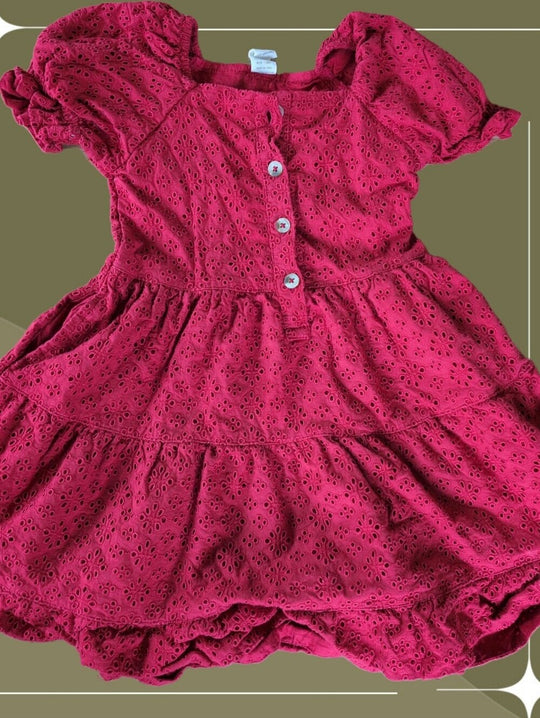 Kate Quinn Red Eyelet Tiered Prairie Dress Size 18-24 Mo