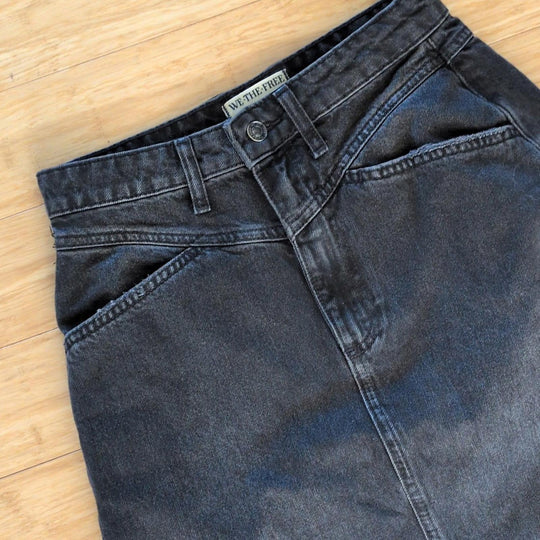 We The Free Come As You Are Black Maxi Denim Skirt - 0
