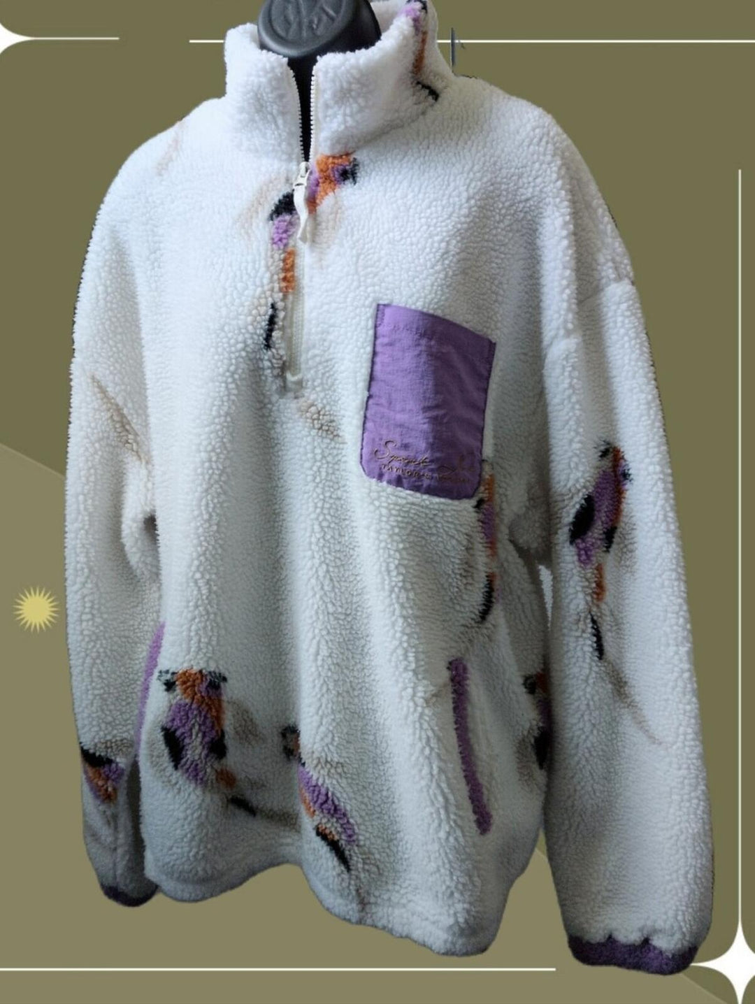 Taylor Swift Speak Now Koi Fish Quarter Zip Sherpa Sweater - 2XL