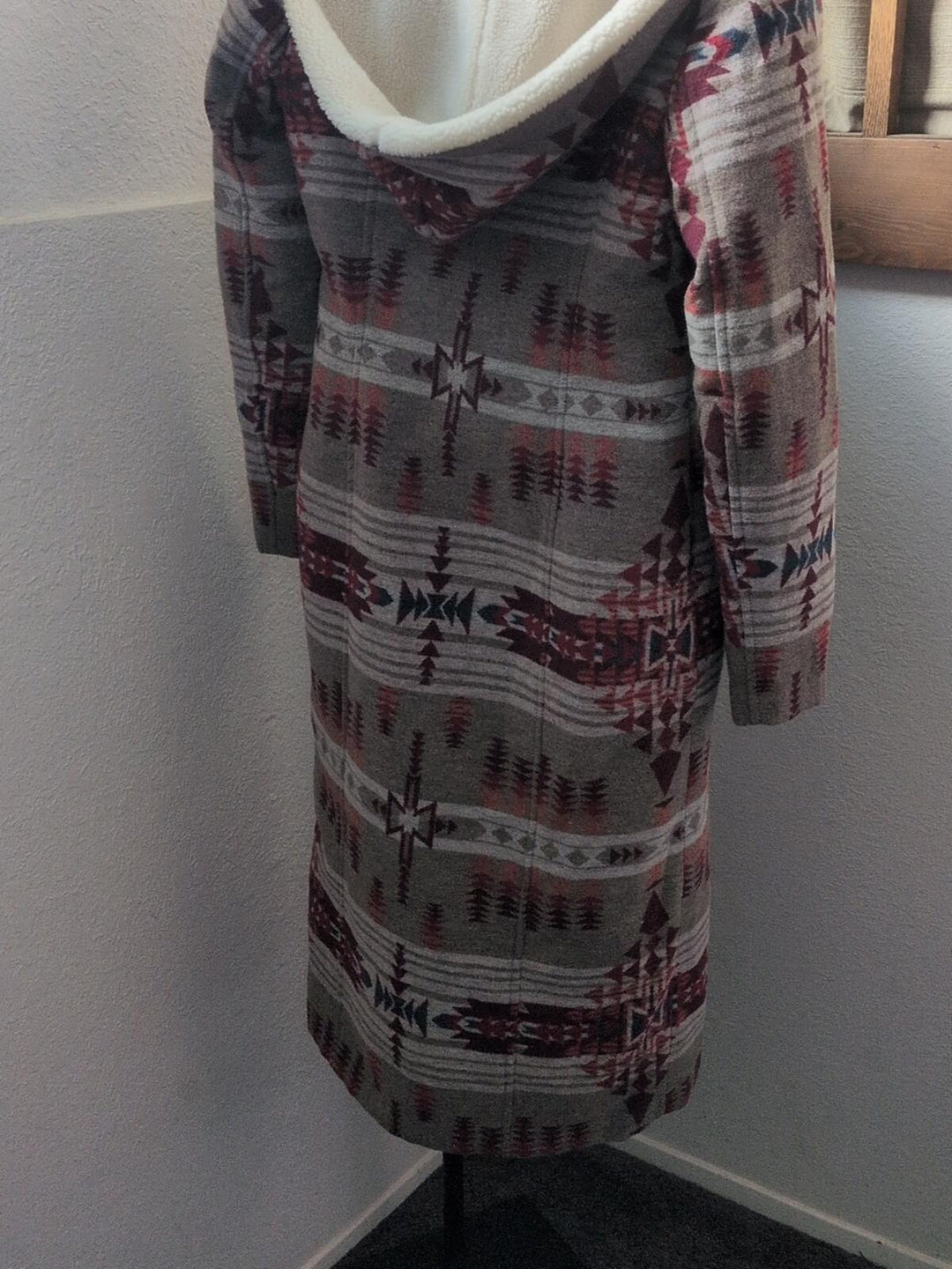 Powder River Outfitters ladies' Aztec print long wool Blend coat - Medium