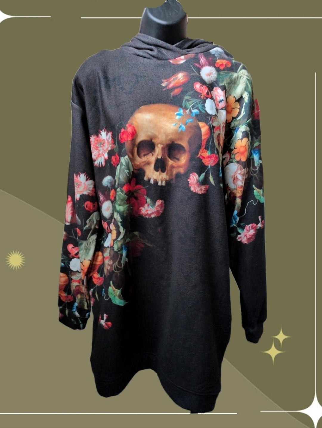 Aloha from Deer Black Danse Macabre Oversized Longline Hoodie  - Small