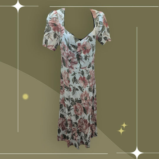 Reformation Ophelia Pink Floral Midi Dress