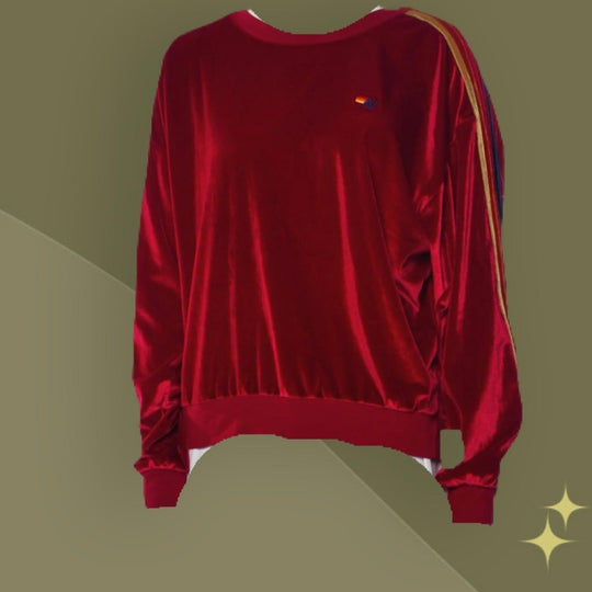 Aviator Nation burgundy velvet crew neck