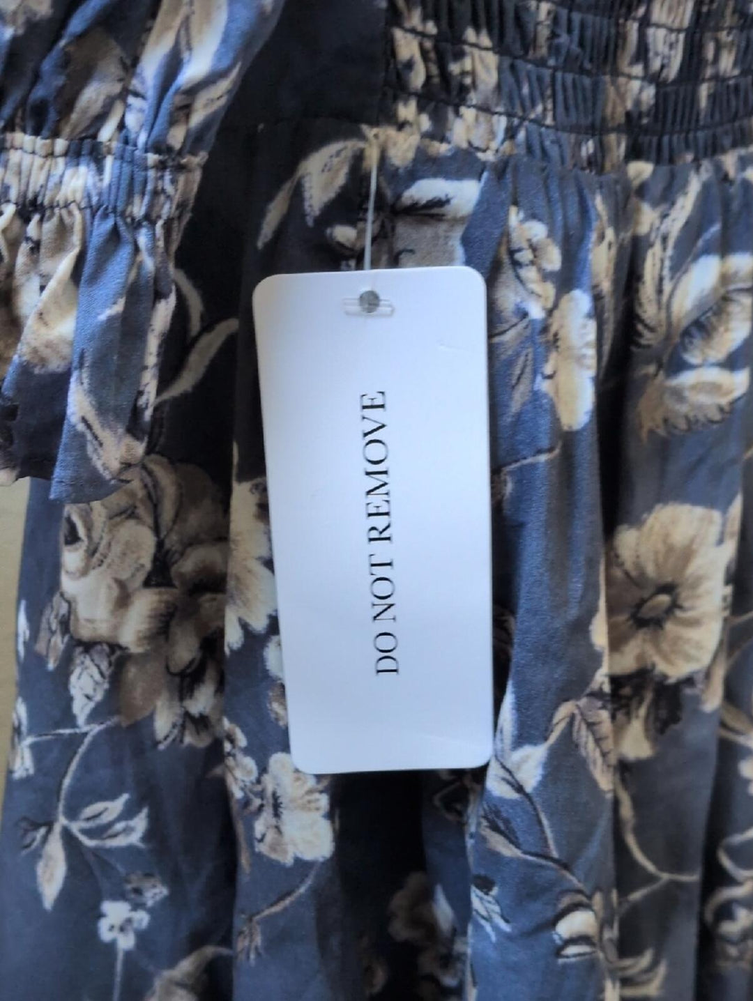 Selkie Blue Floral Cotton Puff Sleeve Mini Dress - L