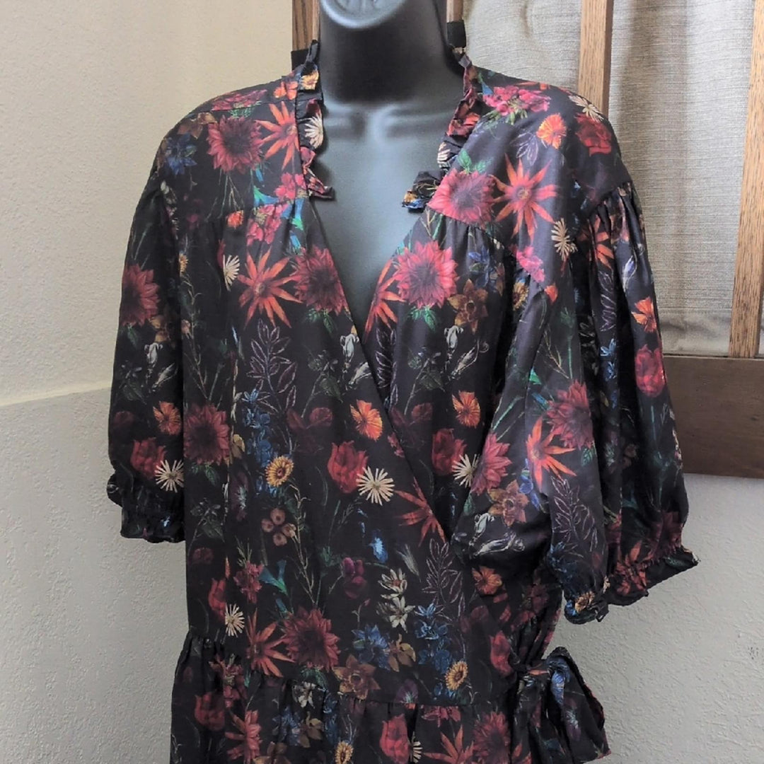 Jessakae Elara Black Floral Wrap Dress - 5x