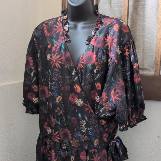 Jessakae Elara Black Floral Wrap Dress - 5x