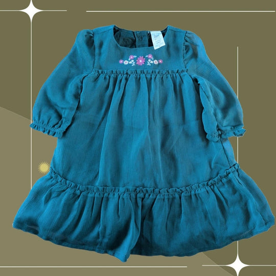 Carter's Just One You Girls Green Long Sleeve Dress. - 9 - 12 Months