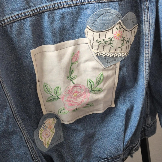 Upcycled By Unpacka Vintage Levis Jean Jacket With Embroidery - Xs/S