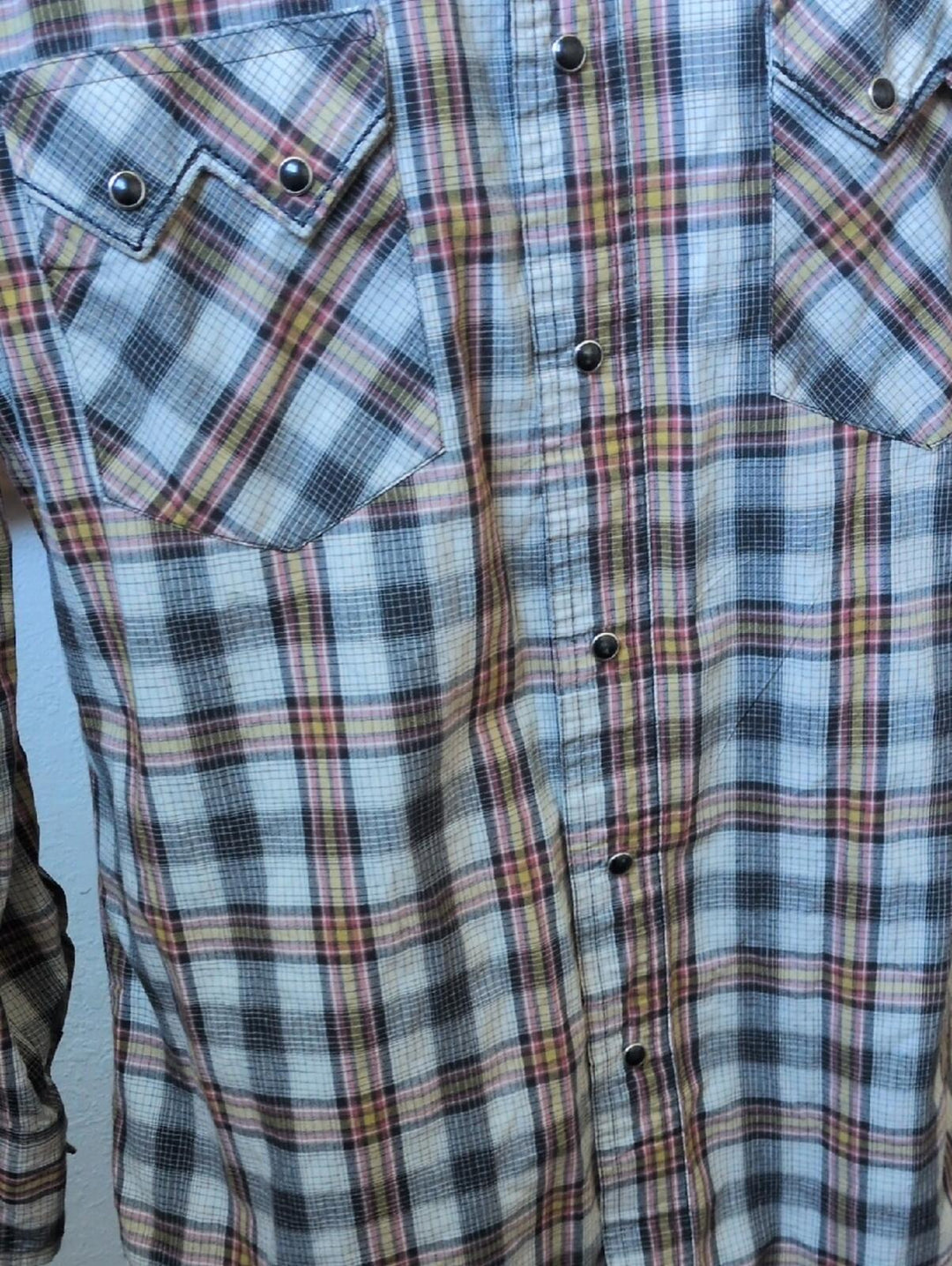 Vintage Wrangler Plaid Pearl Snap Button Down Shirt - Medium