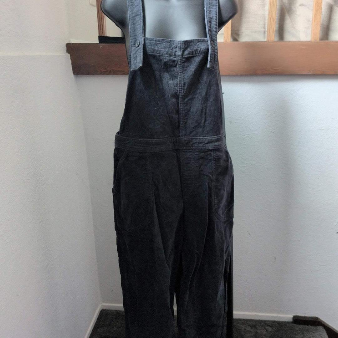 Patagonia Stand Up Cropped Corduroy Overalls In Gray Black -  US 12